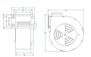 Wymiary wentylator do pieca co RMS 120 Ramka typ A