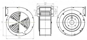 Wymiary wentylator do pieca co RMS 140A Ramka typ A