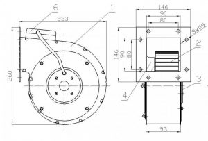 Wymiary wentylator do pieca c.o. RMS 160