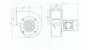 Wymiary wentylator do pieca RMS 180 WS