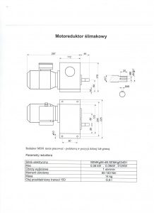 Wymiary motoreduktora do podajnika tłokowego w piecu c.o. MS-01
