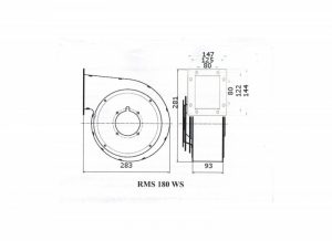 Wymiary wentylator do pieca RMS 180